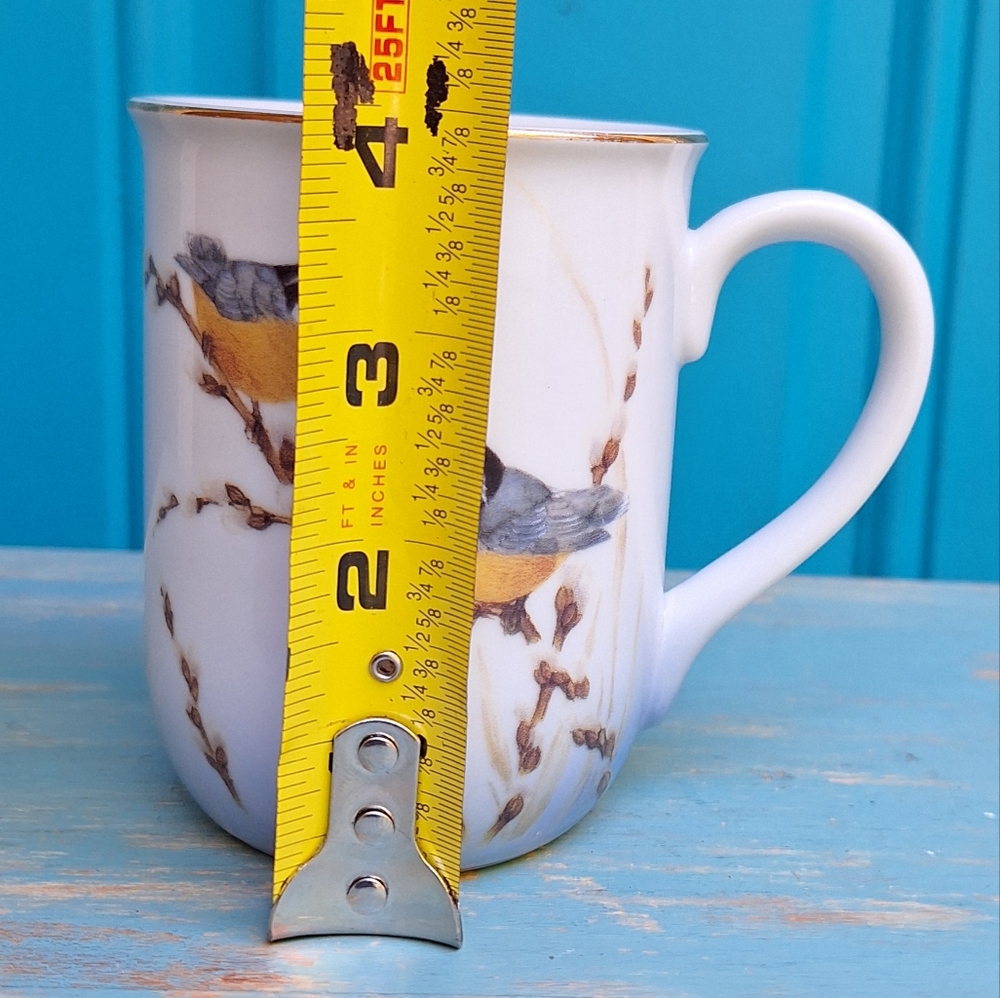 Bird Mug Otagiri Japan Coffee Cup Teacup Pretty Cute Birds Porcelain Gold Leaf - Picture 15 of 16